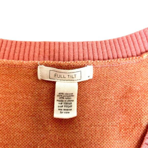 FULL TILT Knit Pink Floral Sweater Sleeveless Top Size M Boho Retro - Picture 3 of 6